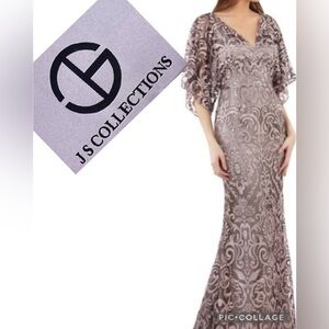 Elegant JS Collection Embroidered Lace Evening Gown